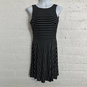 LOFT Womens Dress 2 Black White Stripe Sleeveless Keyhole Back Rayon Stretch K16